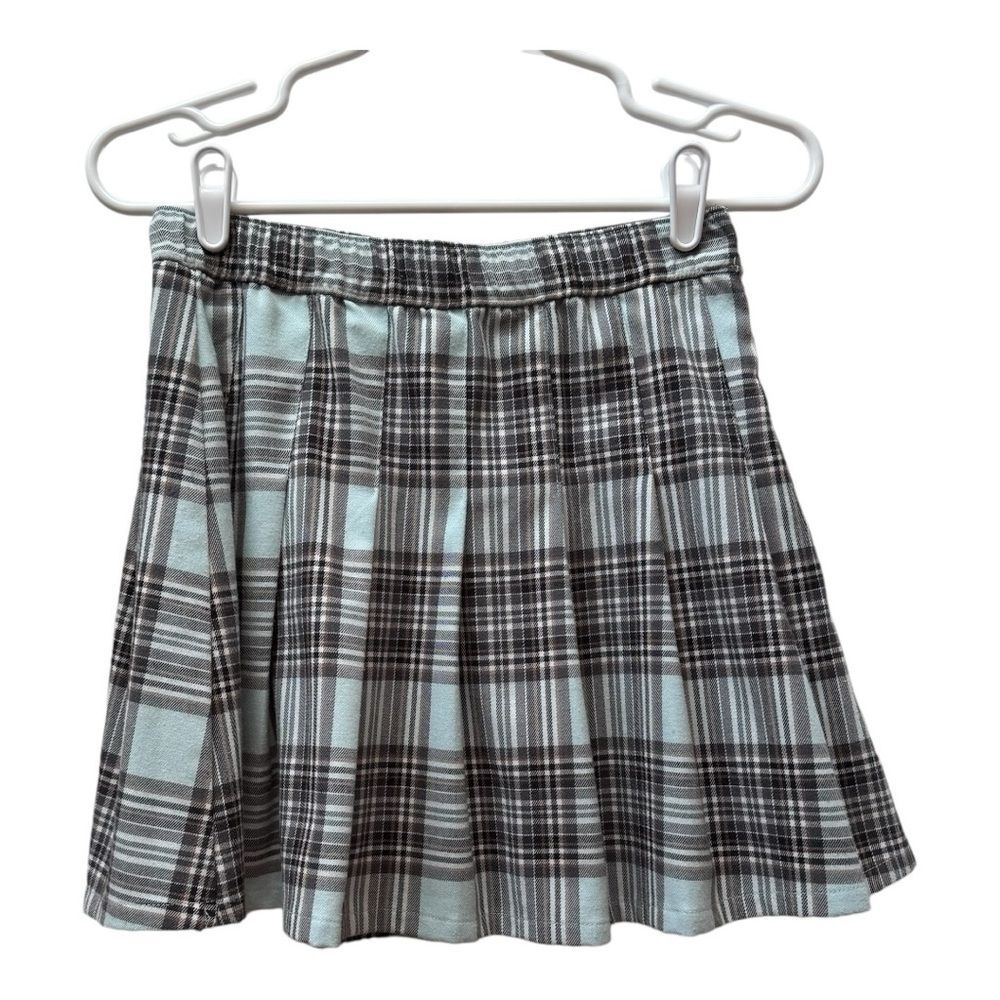 Hollister Plaid  Flannel Mini Skirt Ultra High Rise Advanced Stretch‎ Blue Black
